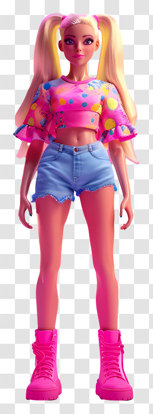 Barbie - Trendy Modern Fashion Doll In Pink Outfit Transparent PNG