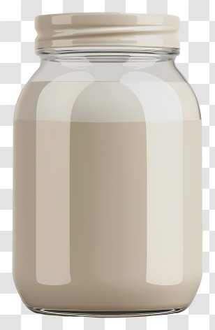 Milk Bottle - Glass Jar With Cream Substance Transparent PNG
