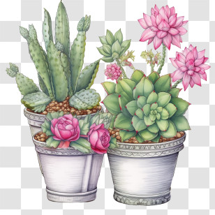 Succulent - Succulent Plants In Decorative Pots Transparent PNG
