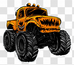 Halloween Monster Truck - Orange Monster Truck Cartoon Illustration Transparent PNG