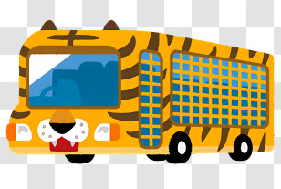 Icon - Cute Tiger Bus Cartoon Illustration Transparent PNG