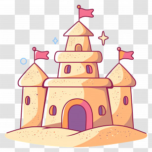 Sandcastle - Charming Sandcastle With Flags Transparent PNG