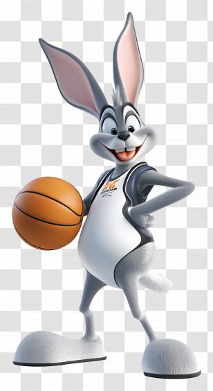Bugs Bunny - Sporty Cartoon Rabbit With Basketball Transparent PNG