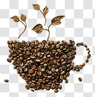 Coffee Beans Cup - Cup Made Of Coffee Beans With Creative Design Transparent PNG