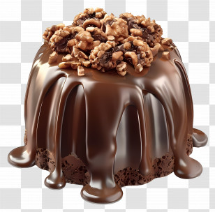 Nutty Lava Cake - Chocolate Dessert With Nut Toppings Transparent PNG