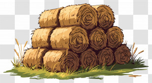 Stack Of Hay - Stack Of Hay Bales In A Farm Scene Transparent PNG