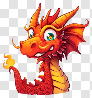 Dragon Emoji - Cute Red Dragon Cartoon Character Transparent PNG