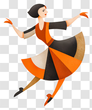 Dancing Girl - Geometric Abstract Dancer In Orange Transparent PNG