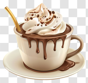 Hot Chocolate - Hot Chocolate With Whipped Cream And Drippings Transparent PNG