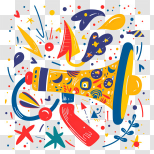 Megaphone - Colorful Megaphone With Abstract Patterns Transparent PNG