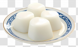 African Food - White Jelly On A Decorative Plate Transparent PNG