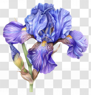Iris Flower - Purple Iris Flower In Detailed Illustration Transparent PNG