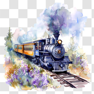 Spring Field - Vintage Steam Train In Nature Transparent PNG
