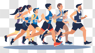 Marathon - Marathon Group Running Together Transparent PNG