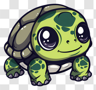 Cartoon Turtle - Cute Cartoon Turtle With Green Shell Transparent PNG