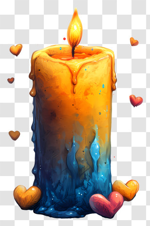 Candlelight - Colorful Candle With Hearts Transparent PNG