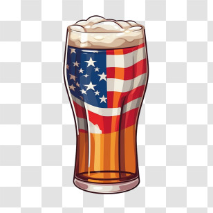 Fourth Of July - Beer Glass With American Flag Design Transparent PNG