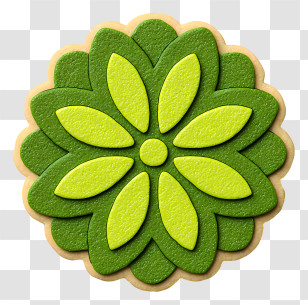 Matcha Shortbread Cookie - Green Flower Pattern Cookie Transparent PNG
