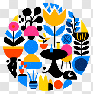 Restaurant Scene - Colorful Abstract Shapes In A Circle Transparent PNG