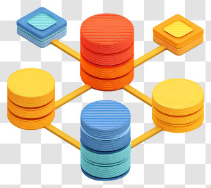 Database Warehouse - Colorful Data Network Illustration Transparent PNG