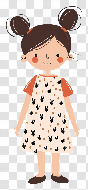 Girl In Dress - Cute Cartoon Girl Transparent PNG