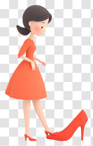 Girl Choosing High Heel - Girl Trying On High Heels Transparent PNG