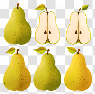 Watercolor Pear Fruit - Green And Yellow Pears Illustration Transparent PNG