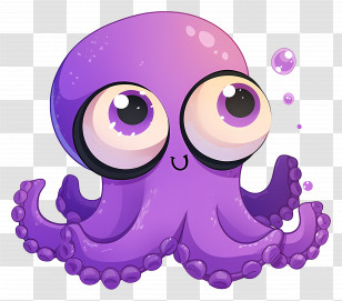 Kawaii Octopus - Cute Cartoon Octopus Transparent PNG