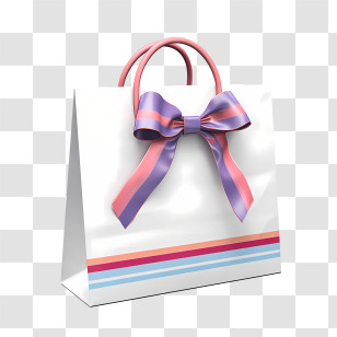 Paper Bag
 - White Gift Bag With Colorful Ribbon Transparent PNG