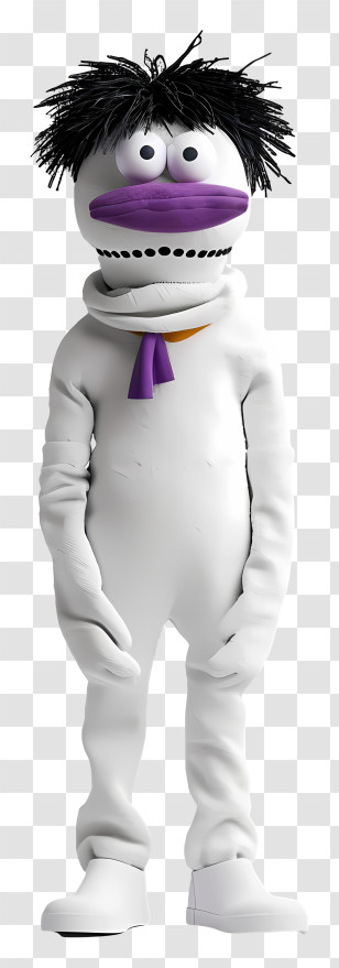 Cartoon Character - Cartoon Snowman Character With Purple Scarf Transparent PNG