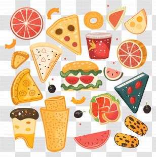 Snacks - Assortment Of Snacks And Fast Foods Transparent PNG