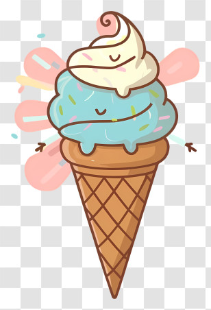 Ice Cream Cone - Adorable Ice Cream Cone With Bright Sprinkles Transparent PNG