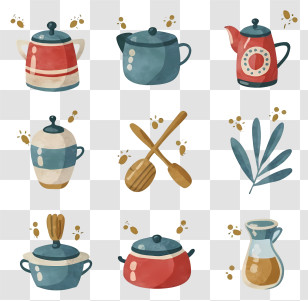 Cooking Tools - Colorful Kitchen Utensils Transparent PNG