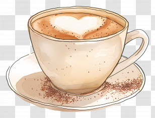 Cappuccino Coffee - Coffee Cup Featuring Heart Latte Art Transparent PNG