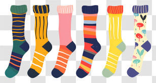 Lots Of Socks - Set Of Colorful Patterned Socks Transparent PNG