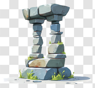 Stone Stand - Ancient Stone Pillars With Grass Transparent PNG