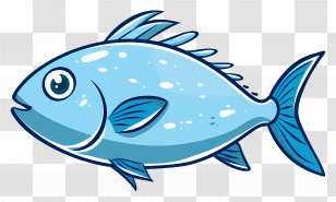 Fish Clipart - Blue Cartoon Fish Illustration Transparent PNG