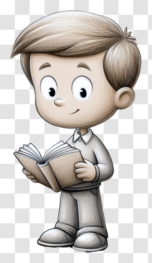 Fun Book Reading Boy - Boy Reading Book Character Transparent PNG