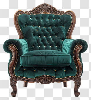 Rich Chair - Elegant Green Velvet Armchair Transparent PNG