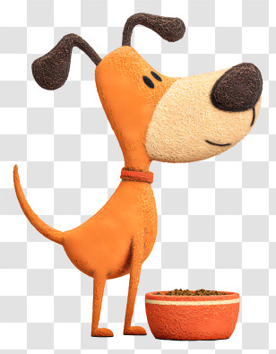 Dog Eating Dry Food - Dog With Food Bowl Transparent PNG