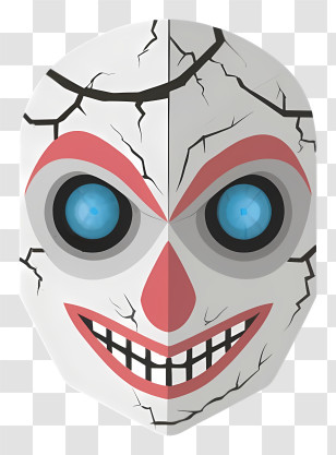 Clown Face - White Mask With Cracks Transparent PNG