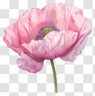 Pink Poppy Flowers - Pink Flower Illustration With Delicate Petals Transparent PNG