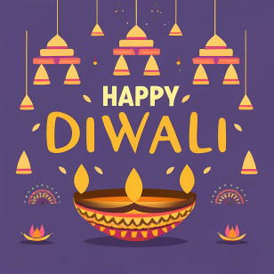 Diwali - Happy Diwali Design With Lamp And Decorations Transparent PNG
