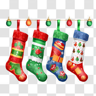 Christmas Stockings
 - Christmas Stockings With Colorful Festive Designs Transparent PNG