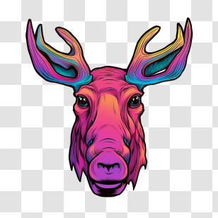 Moose - Colorful Deer Head Illustration In Modern Art Style Transparent PNG