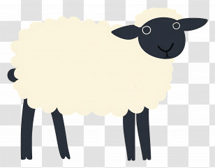 Sheep - Cartoon Sheep With Black And White Features Transparent PNG