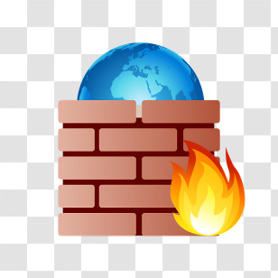 Cartoon - Firewall Icon With Globe And Fire Transparent PNG