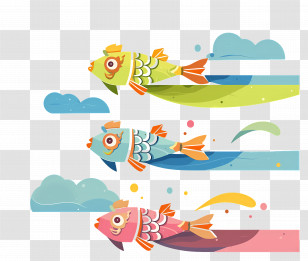 Koi Fish - Flying Fish Streamers Transparent PNG