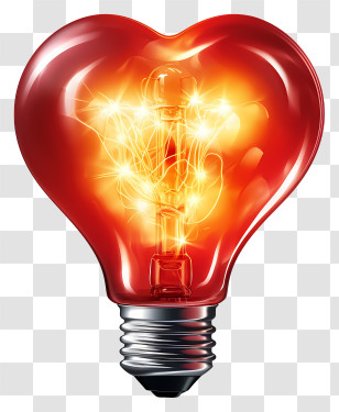 Light Bulb - Heart-Shaped Glowing Light Bulb Transparent PNG