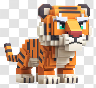 Minecraft Tiger - Blocky Tiger With Stripes Transparent PNG